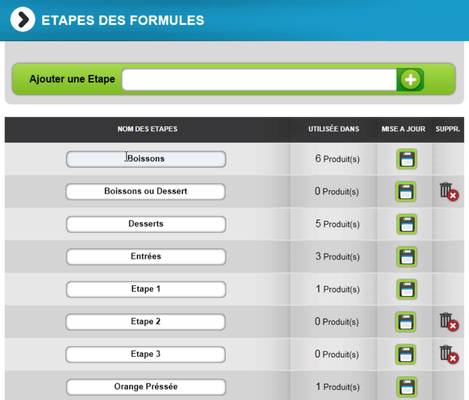 Gestion des formules et menus sur le site web d'e-commerce