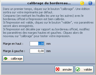 Calibrage du bordereau CRT