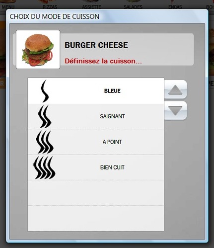 Choix de la cuisson sur la borne tactile de commande