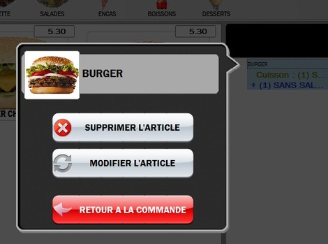 Easy Borne : suppression ou modification d'un plat par le client