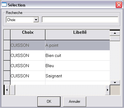 Ciel Caf Resto * : Gestion des menus - Gestion des cuissons et des garnitures - Fiche technique du plat - Personnalisation de l'addition (3)