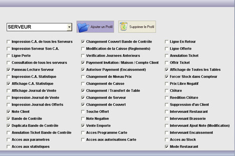 Profil et droits d'accs du serveur