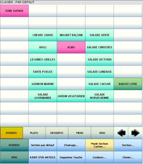 Clyo Restaurant * : Sections rapides d'appel d'articles dans l'cran de commande (9)