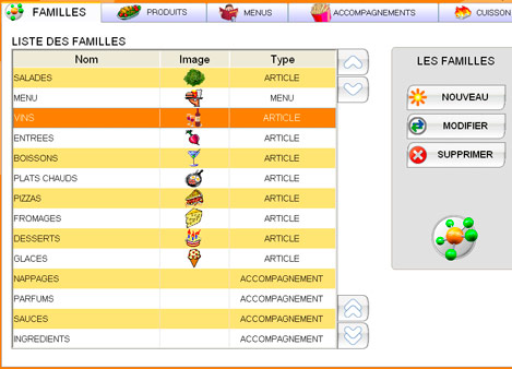 Les familles d'articles dans Easy Resto