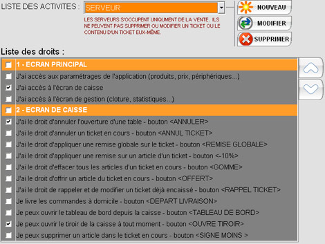 Easy Resto * : Autorisation ou interdiction d'accs  certaines fonctionnalits (10) -- 28/03/08