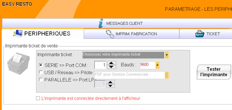 La gestion de l'imprimante-ticket dans Easy Resto *