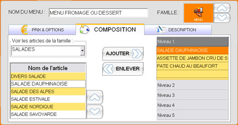 Composition d'un menu