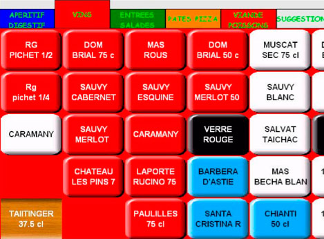 Pav tactile des articles du logiciel de restaurant Euresto