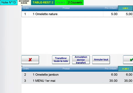 Euresto: cole htelire - conomat - Transfert de table - Changement de serveur ou du nombre de couverts d'une table - Article  prix variable (14) -- 28/10/07