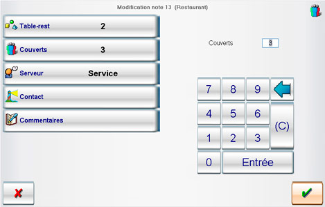 Modification des informations d'une table (nombre de couverts, nom du responsable, etc.)