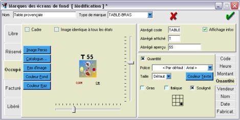 euresto : paramtrage de la table