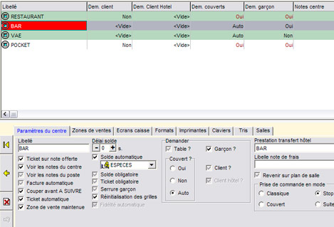 FirstClass: configuration du centre d'encaissement