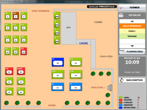 Plan de salle graphique d'Easy Resto