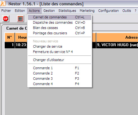 Carnet de commandes dans Nestor