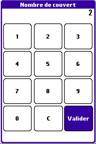 Saisie du nombre de couverts sur la tlcommande
