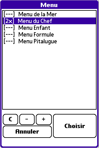 Slection du nombre de menus sur la tlcommande