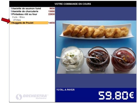 Orchestra : utilisation efficace de l'écran client pour afficher la note détaillée et les photos des plats commandés ! -- 02/04/13