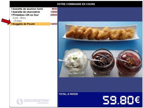 Orchestra: utilisation efficace de l'cran client pour afficher la note dtaille et les photos des plats commands!