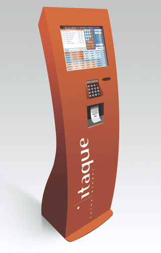 Itaborne, borne de commande interactive : Lecteur de titres restaurant intgr - Deuxime cran pour faire dfiler des promotions - Personnalisation de la borne (5)