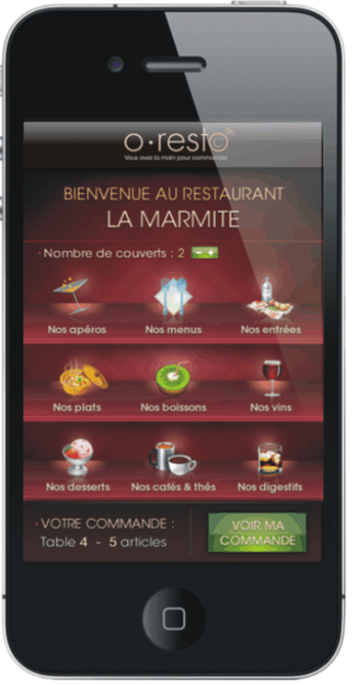 O-Resto * : Les clients passent directement commande à partir de leur téléphone portable !