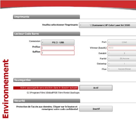 globalpos titre resto : configuration