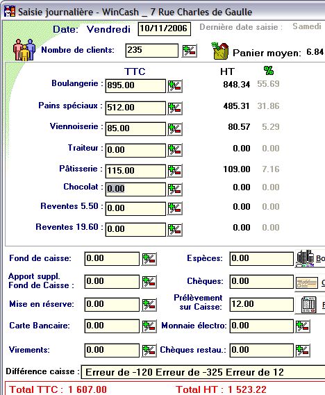 saisie de Z de caisse dans wincash