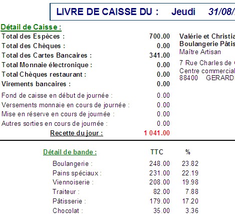 Livre de caisse de Wincash